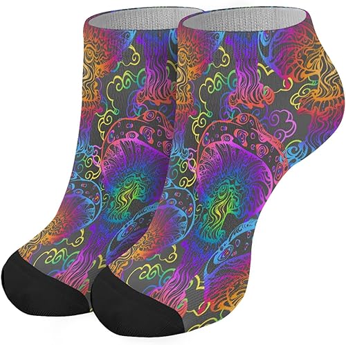 devor Womens No Show Socks Invisible Sock Womens Invisible Sock Humor Cute Mushrooms Funny Mushrooms Magic Mushrooms Plant Forest Cotton Sock for