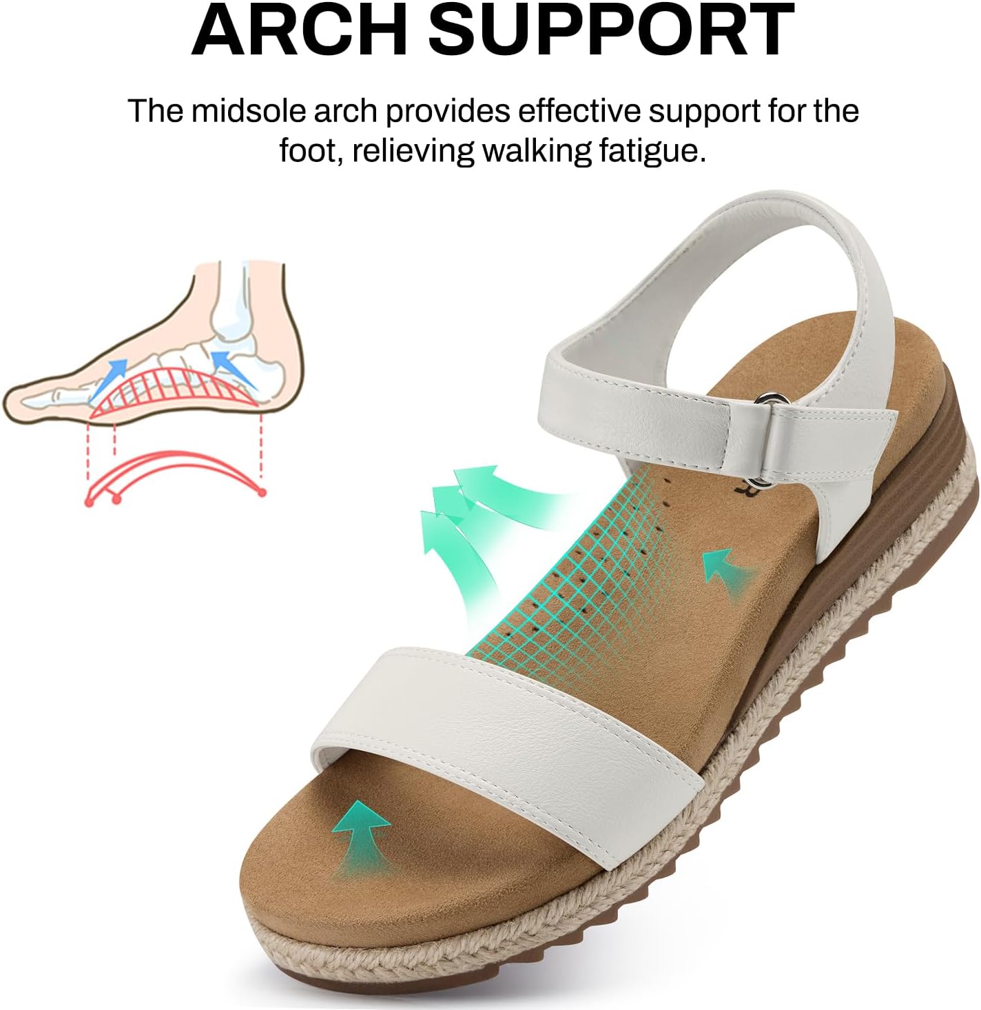 SHIBEVER Dressy Wedge Women Sandals: Espadrille Summer Casual Platform Arch Support Comfortable Walking Wedges Sandal for Womens Shoes - Image 5