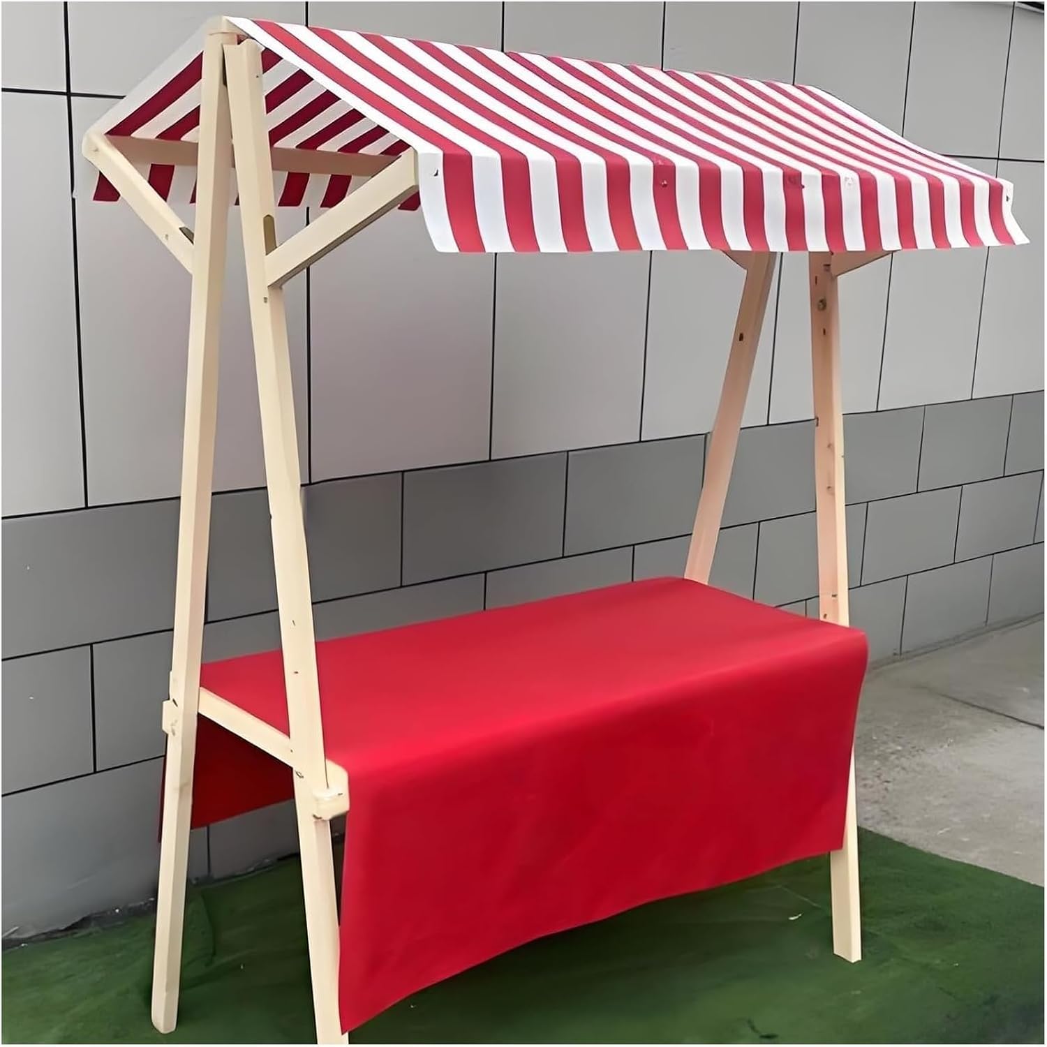 Portable 4-Wheel Outdoor Vendor Cart, Lightweight Market Stall & Dining Cart for Farmers Markets, Easy to Move, Yellow, 150cm/59in, Ideal for Events & Festivals