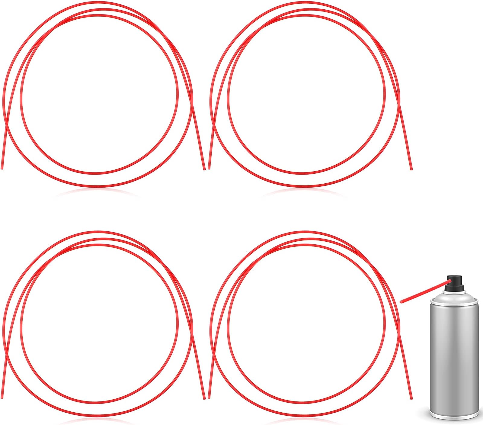 Spray Can Replacement Straws Flexible Spray Can Straws Red Plastic Extension Straws, 51.1 Inches, 4 Count