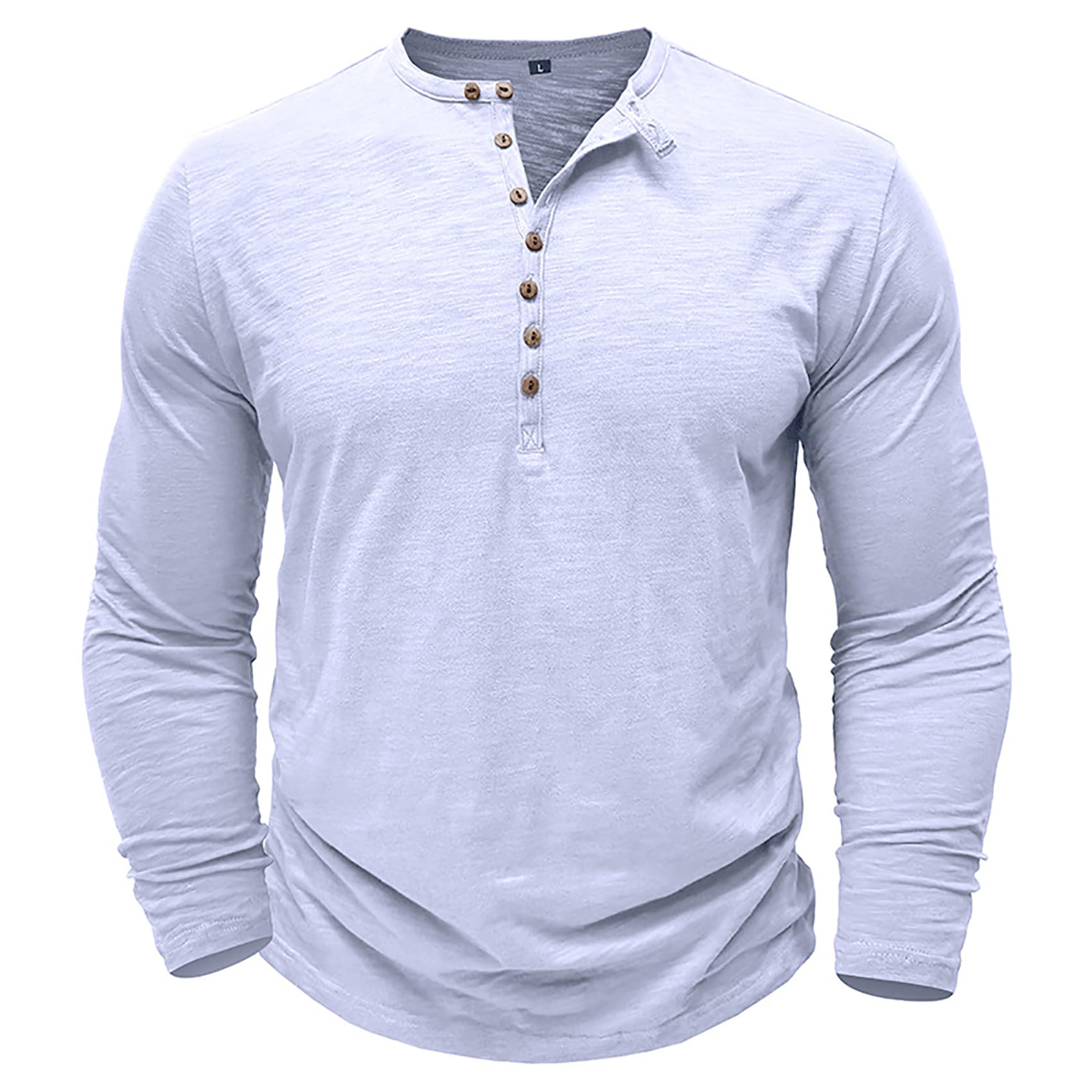 Plilima Maglietta da Uomo Manica Lunghe Casuale Henley Tshirt Uomo Cotone t Shirt Vintage Uomo