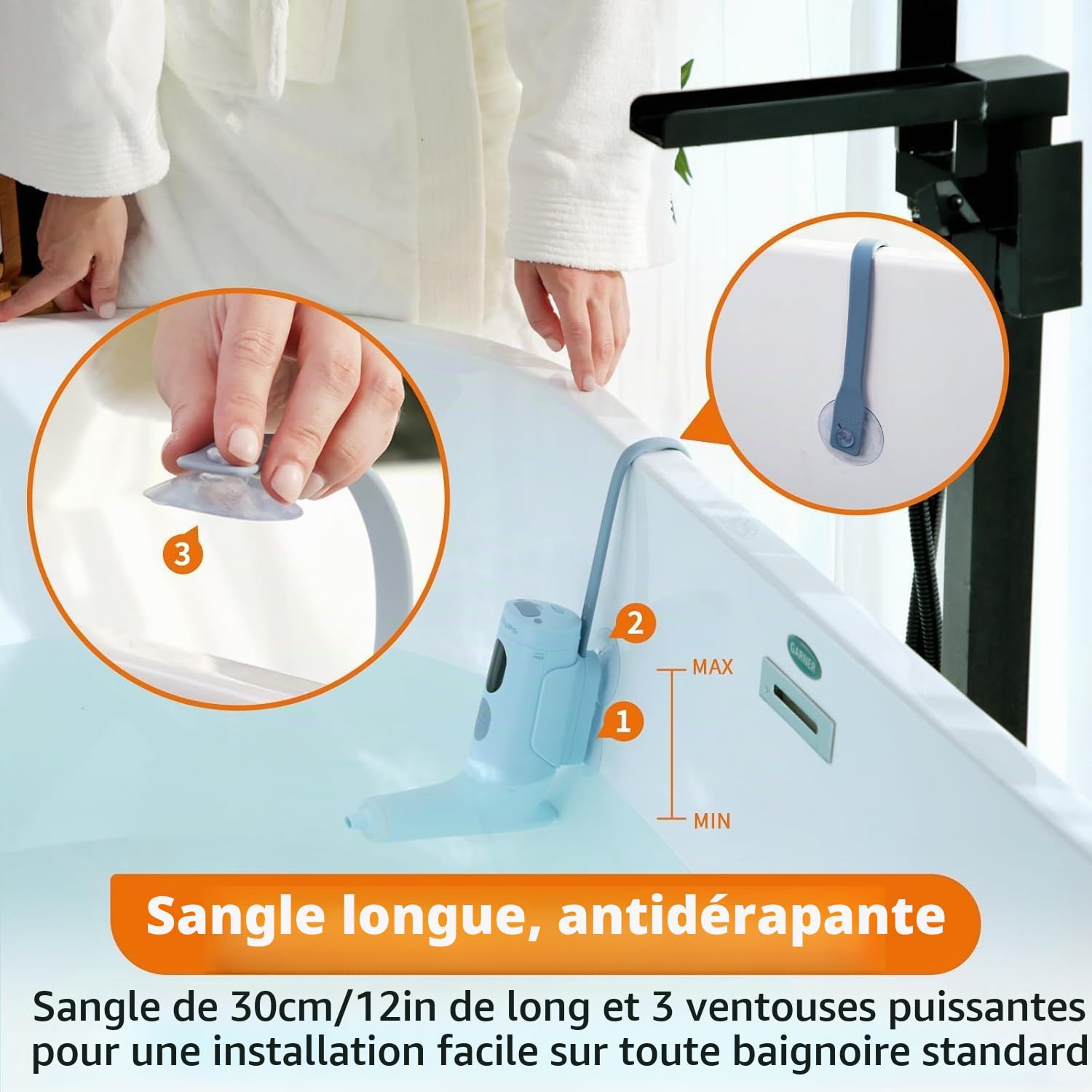 Jets de Bain pour Baignoire, Mode Jet de Bain/Bulle, Accessoires de Baignoire Portables sans Fil avec 3 Niveaux de Vitesse réglables pour se détendre au Quotidien à la Maison (Bleu)