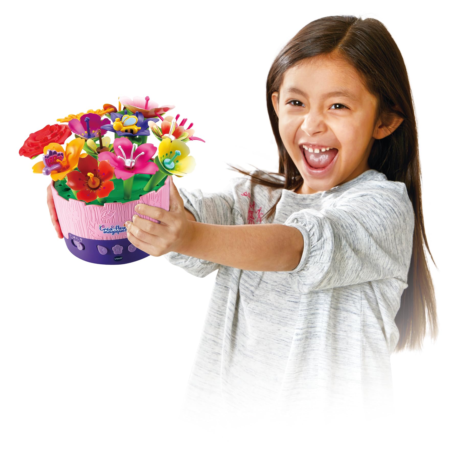 VTech - Créa-Fleurs Magiques, Atelier Créatif Enfant, Bouquet de Fleurs Musical Fabriqué avec des Matériaux Plus Durables, Loisir Créatif, Cadeau Enfant de 4 Ans à 10 Ans - Contenu en Français