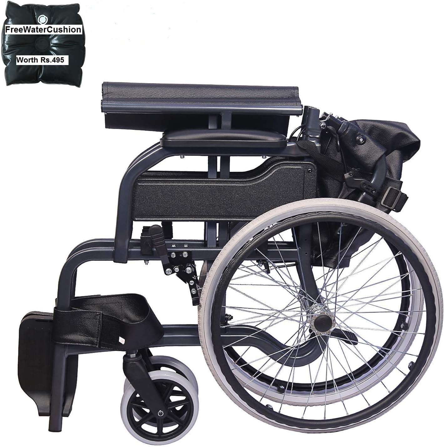 KHL Wheelchair with Foldable Back Rest (Diamond Black)