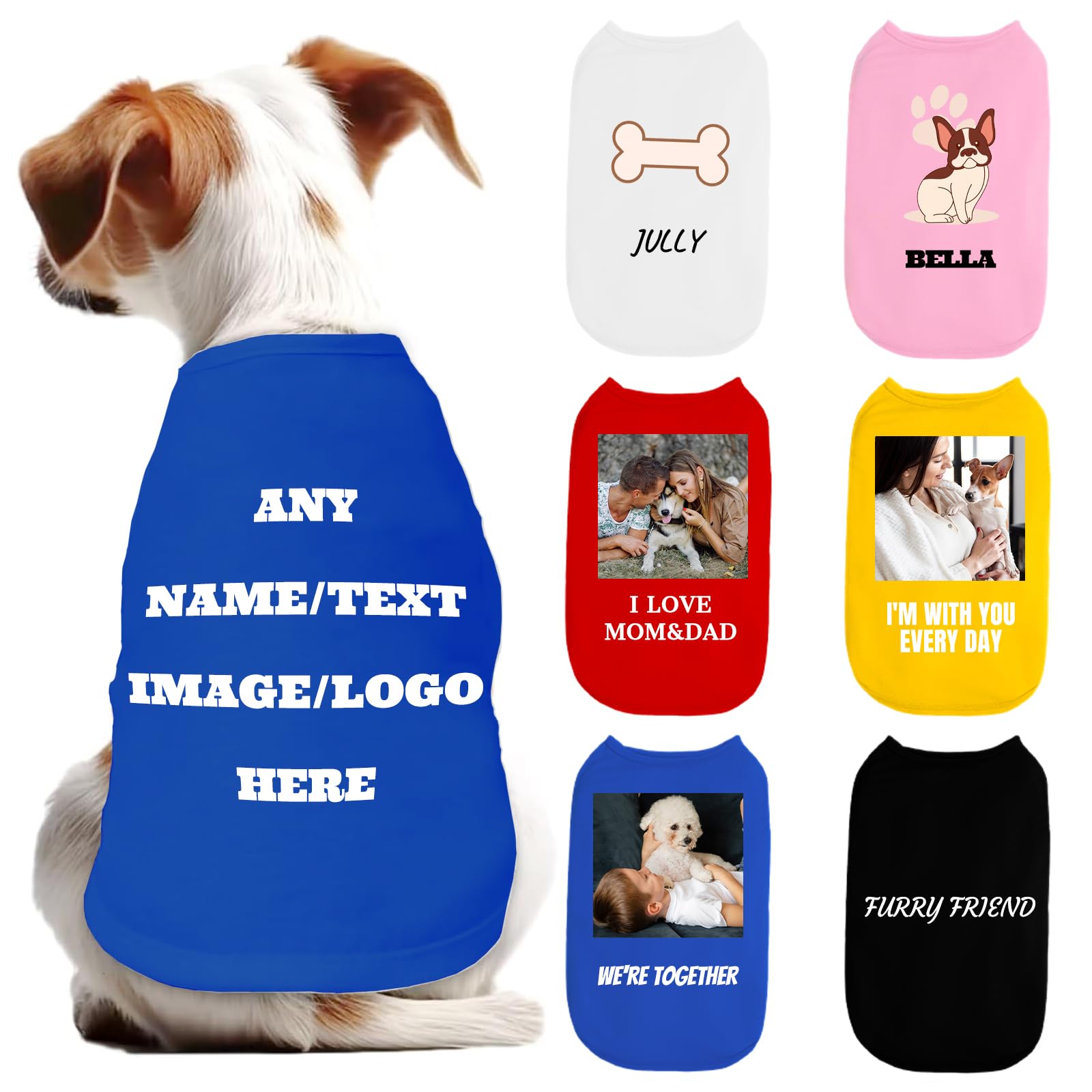 ORYG Custom Dog Shirt Personalized Dog Shirt with Name Logo Text Image Print Customized Breathable Clothes for Small Medium Large Dogs