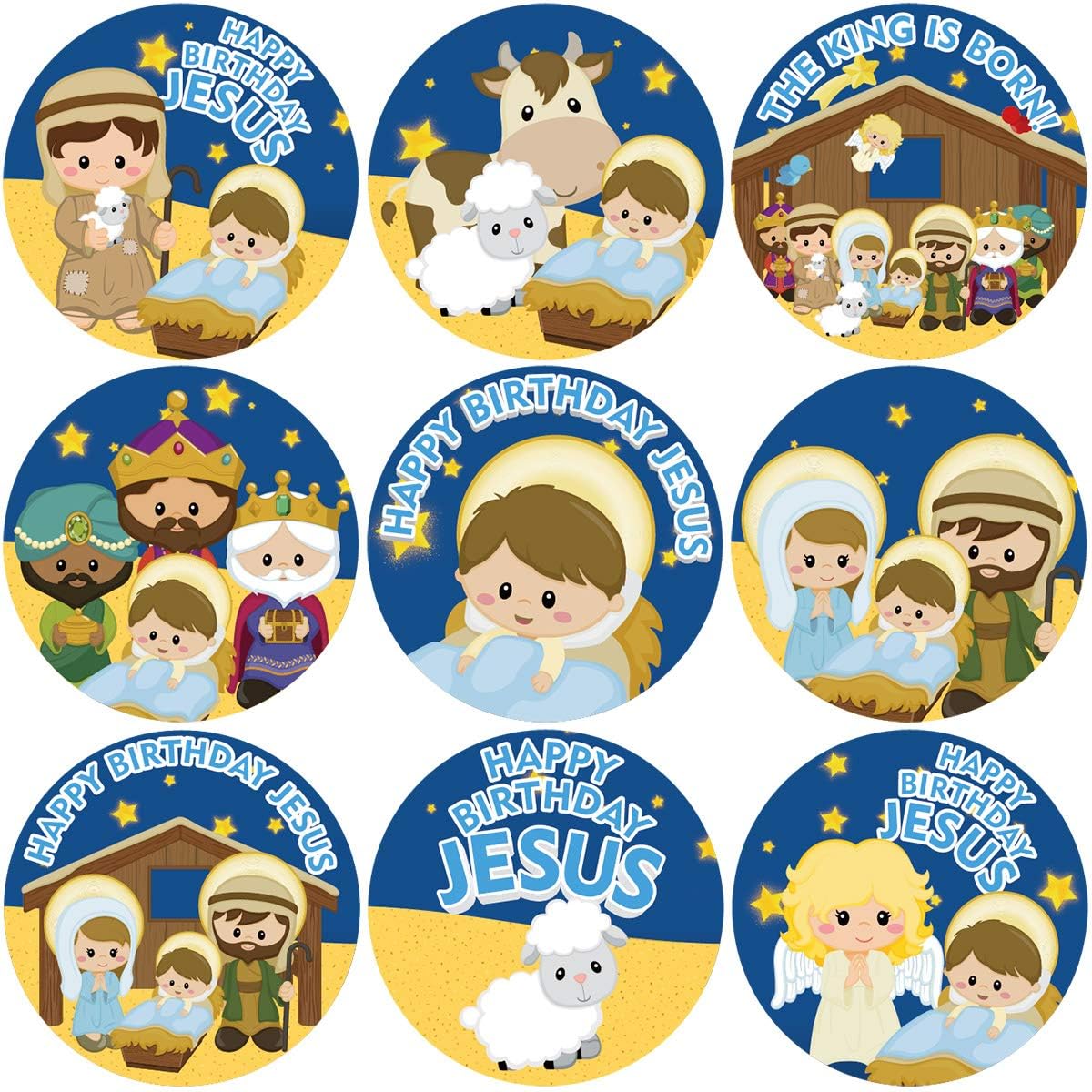 Stickers Noël chrétiens Happy Birthday Jésus pour décoration de salle de classe et fête VBS
