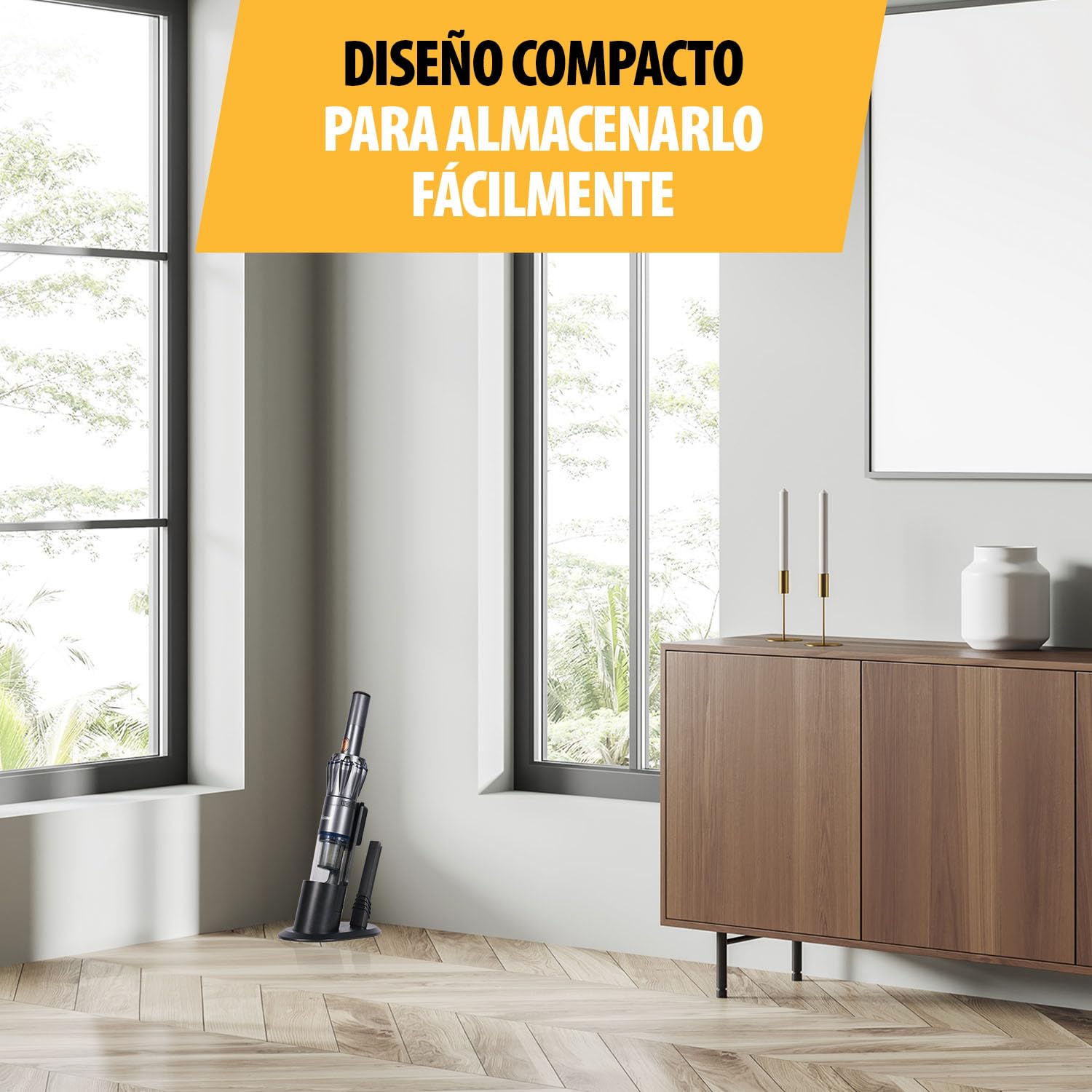 Tristar Aspirador de Mano, 12 kPa de Succión, Inalámbrico, Motor BLDC 90W, Filtro HEPA H12, 15 Min de Autonomía, Base con Almacenamiento de Accesorios, Compacto y Ligero, KR-3160