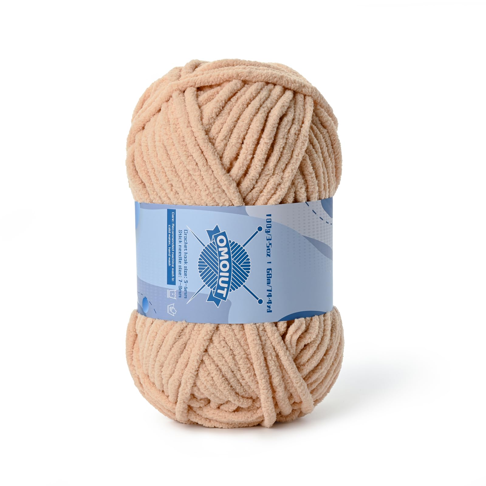 Chunky Chenille Yarn for Crocheting, Baby Yarn for Crocheting Soft Blankets, Bulky Yarns for Crochet Amigurumi, 100g (74.3yds) Fluffy Velvet Yarns for Hand Knitting (Apricot)