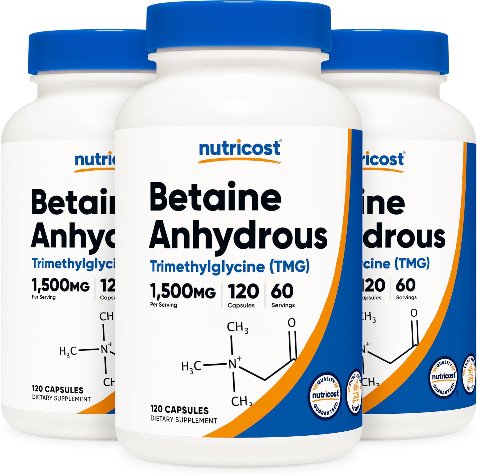 Nutricost Betaine Anhydrous Caps 1500mg, 60 Servings Per Bottle (3 Bottles)