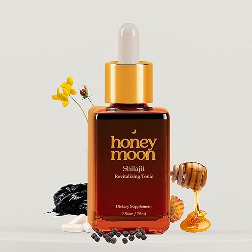 HONEY MOON Gotas Organica Shilajit para aumentar la energía, el estado de ánimo, libedo, vitality+  Shilajit de mejor sabor - (50 porciones)  Miel