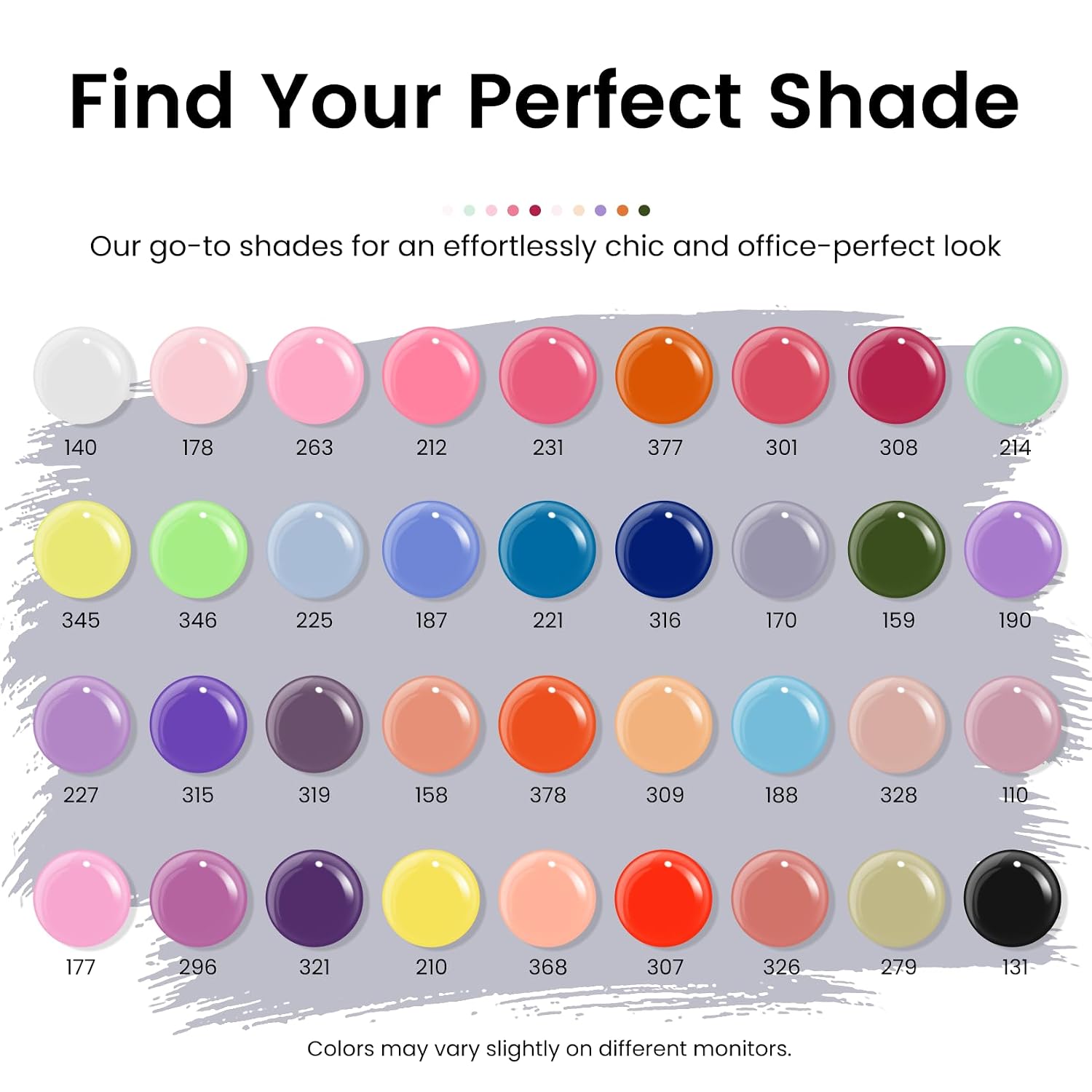 phoenixy 42 Gel Nail Polish Set, 36 Colors Soak Off Gel Polish Nude Pink White Blue Green Yellow Orange 6 Bottle Base and Matte Glossy Glitter Top Coat Starter DIY Home Manicure Set for Women