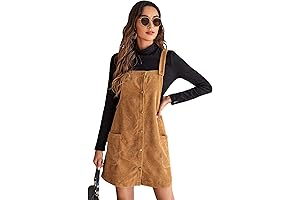 Women's Corduroy Button Down Pinafore Overall Dress to Keep You Chic