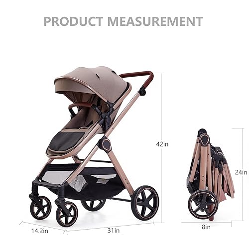 Miniatura 5 de Cochecito de bebé 2 en 1, cochecito convertible para bebés de 0 a 36 meses (beige)