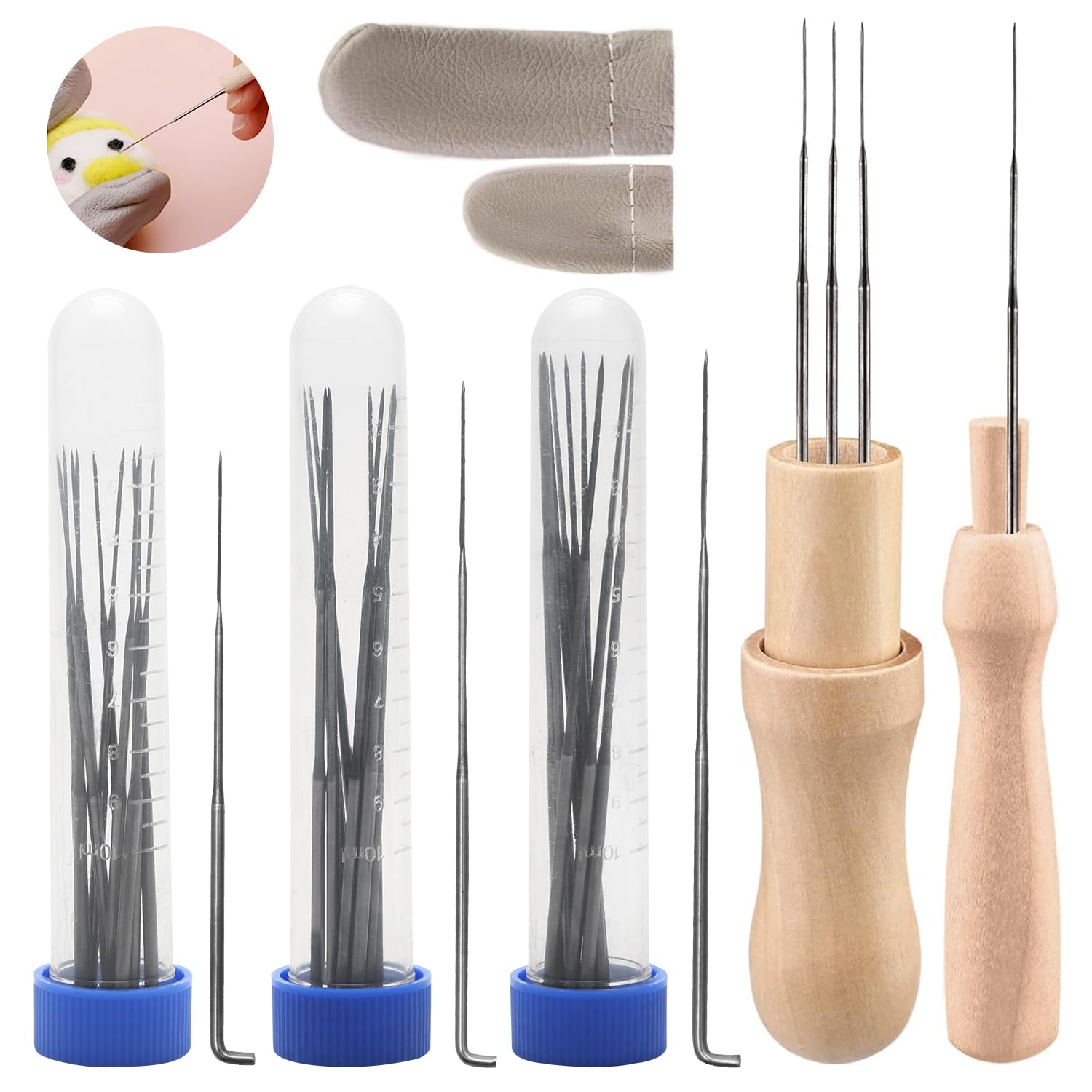 Felting Needle Set - 30 Needles (3 Sizes), Dry Felting, Finger Protection for Beginners