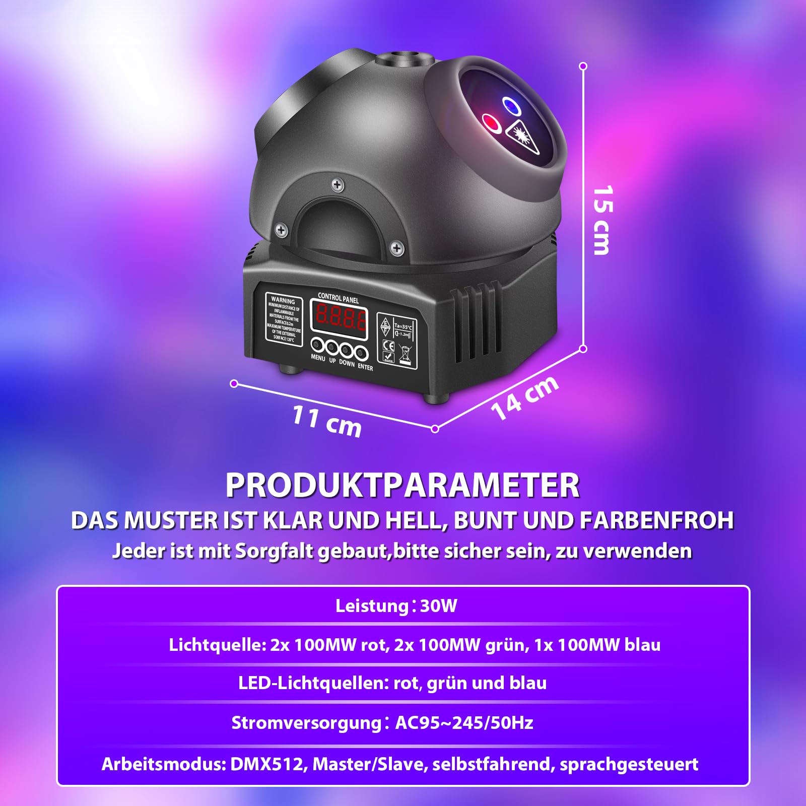 Luz de discoteca, T105 Cabeza móvil Proyector de efectos DMX, Luz LED RGB Proyector DJ Controlado por música Luces de discoteca, Para KTV Reunión familiar Halloween