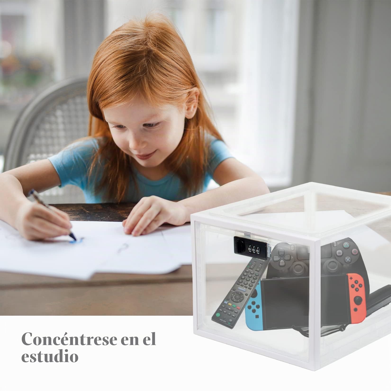 Theo&Cleo Caja de almacenamiento de medicamentos, caja transparente con cerradura para teléfonos móviles, dulces, aperitivos, caja fuerte personal, plegable (blanco)