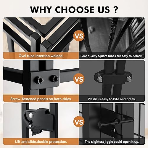 Miniatura 6 de Oranland Jaula para perros de alta resistencia para interiores, tubo de acero resistente jaula grande para perros, corral para perros con parte