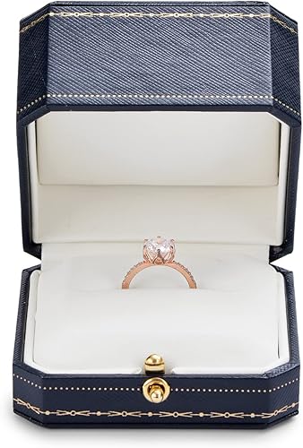 Miniatura 3 de Oirlv Noble - Caja de anillo de compromiso, caja de regalo de joyería, caja de soporte octogonal para anillos