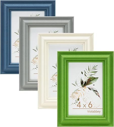 Miniatura 25 de VIOLABBEY Juego de 4 portarretratos de 5 x 7 pulgadas, coloridos portarretratos de estilo moderno, vidrio real templado de alta definición, para