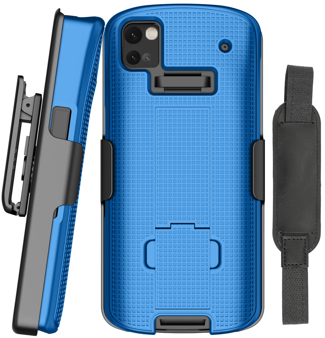 Case + Hand Strap + Belt Clip Combo for Zebra TC53 TC58 Mobile Computer Scanner, Nakedcellphone Slim Hard Shell Cover with Kickstand and [Rotating/