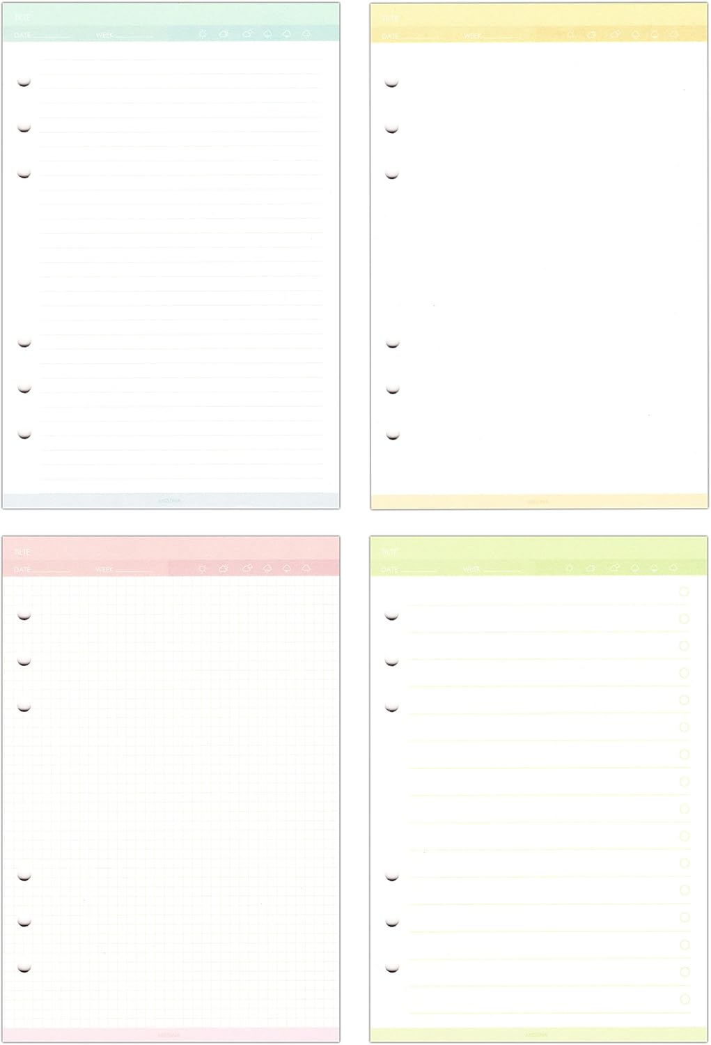 6 Holes Planner Refills, Filler Paper, Match for A5 6