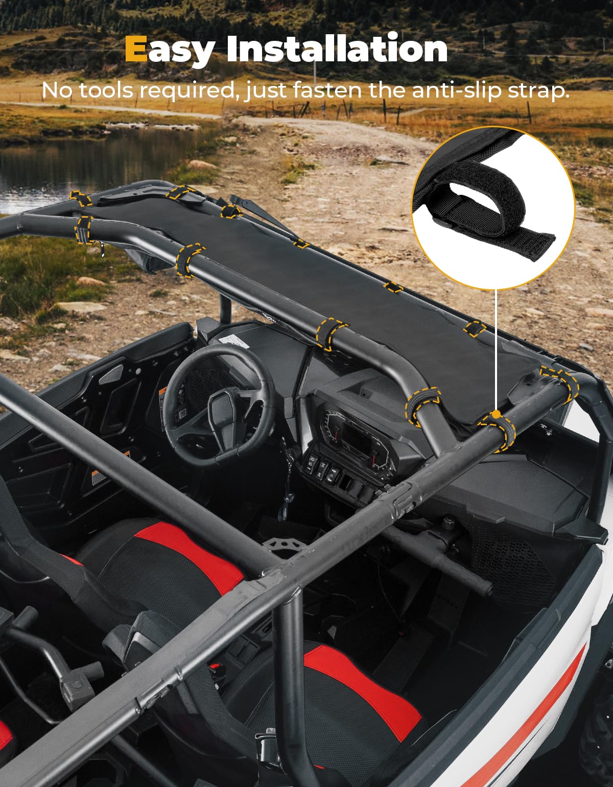 KEMIMOTO Bolsa de techo UTV compatible con RZR XP 1000 2024, gran capacidad 1680D, impermeable, evita la flacidez, bolsa de almacenamiento superior compatible con Polaris RZR XP 1000/RZR XP 4 1000