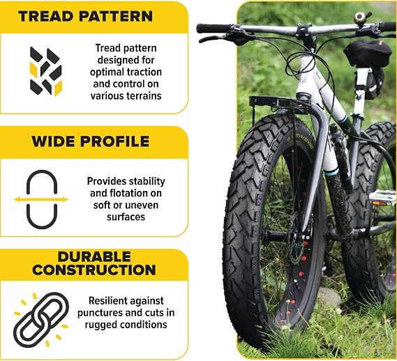20x4.0 inch Bike Fat Tire & 20x4.0 Inner Tube Set with Schrader Valve Bundle