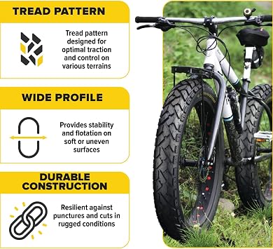 20x4.0 inch Bike Fat Tire & 20x4.0 Inner Tube Set with Schrader Valve Bundle