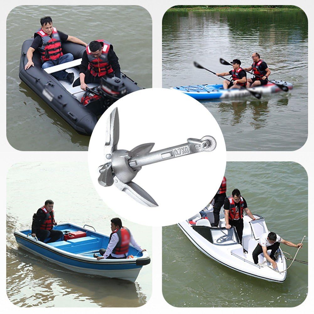 Kit d'ancrage pour, Ancre Pliante pour Petit Bateau, pour Planche À Pagaie, Canoë, Jet Ski, avec Corde d'ancrage, 0.7kg