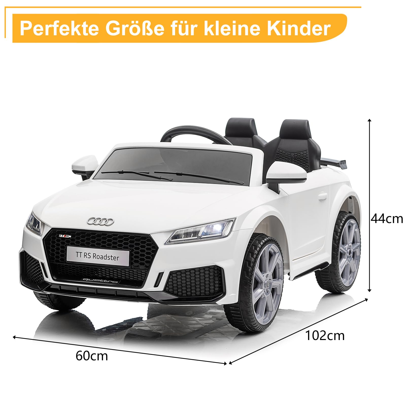 LEADZM Elektro Kinderauto mit Musik & Hupe & Scheinwerfer, 12V Kinder Elektroauto Kinderfahrzeug mit 2,4G Fernbedienung, 3-5km/h für Kinder (TTRS-Weiß)