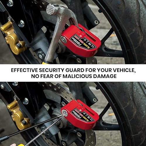 Miniatura 4 de Favoto Bloqueo de disco de alarma, 3 llaves y 18 baterías (5 años de disponibilidad), candado de freno de seguridad antirrobo impermeable de 110 dB,