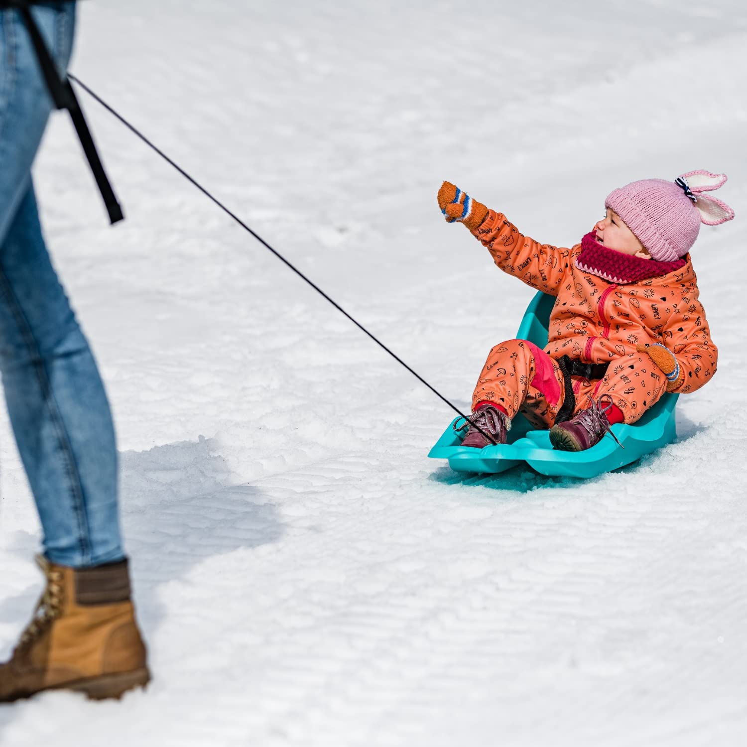 Plastkon Gizmo Riders Luge Bob pour tout-petits de 6 mois à 3 ans – Enfants avec ceinture de sécurité – en plastique de haute qualité, titane bleu clair, 74 x 38 x 33 cm
