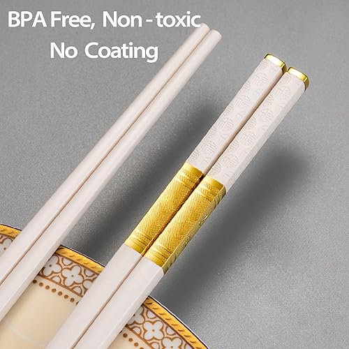 Miniatura 4 de 5 pares de palillos reutilizables aptos para lavavajillas, 9.96 pulgadas 10.0 in mate antideslizante de fibra de vidrio, palillos chinosjaponeses