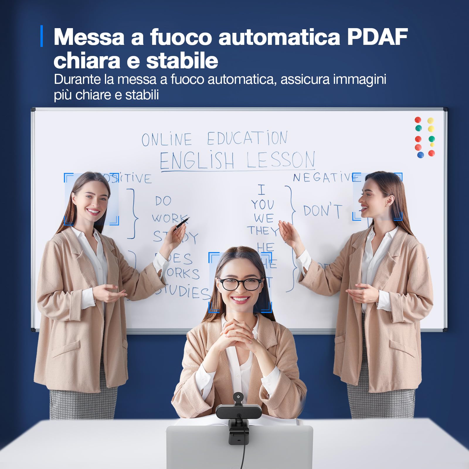 EMEET C960 Webcam 4K UHD per PC Con Copriobiettivo e Doppio Microfono, Videocamera per Streaming a 66° Con Correzione Automatica Della Luce, USB Plug & Play, Ideale per Zoom