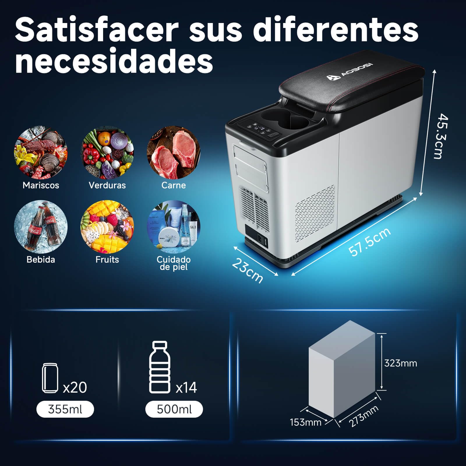 AAOBOSI 15L Nevera Portátil, Nevera 12V Compresor -20℃ a -20℃, Eléctrica Refrigerado para Coche, Camión, Barco y Autocaravana