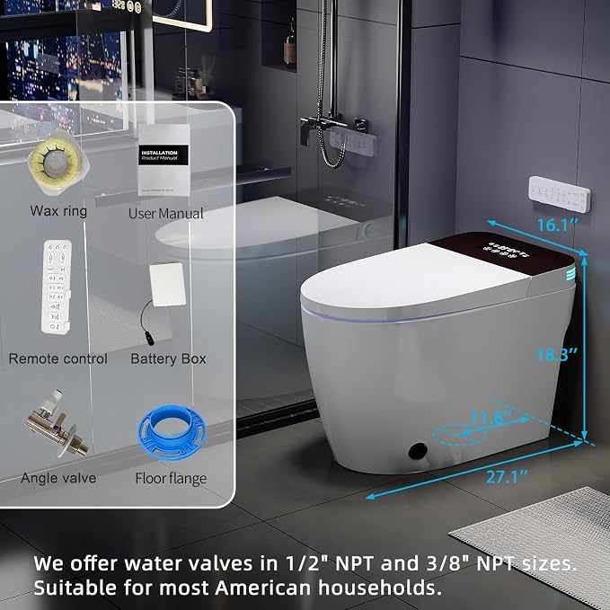 Inodoro inteligente de lujo con bidet y tapa automática miniatura 2