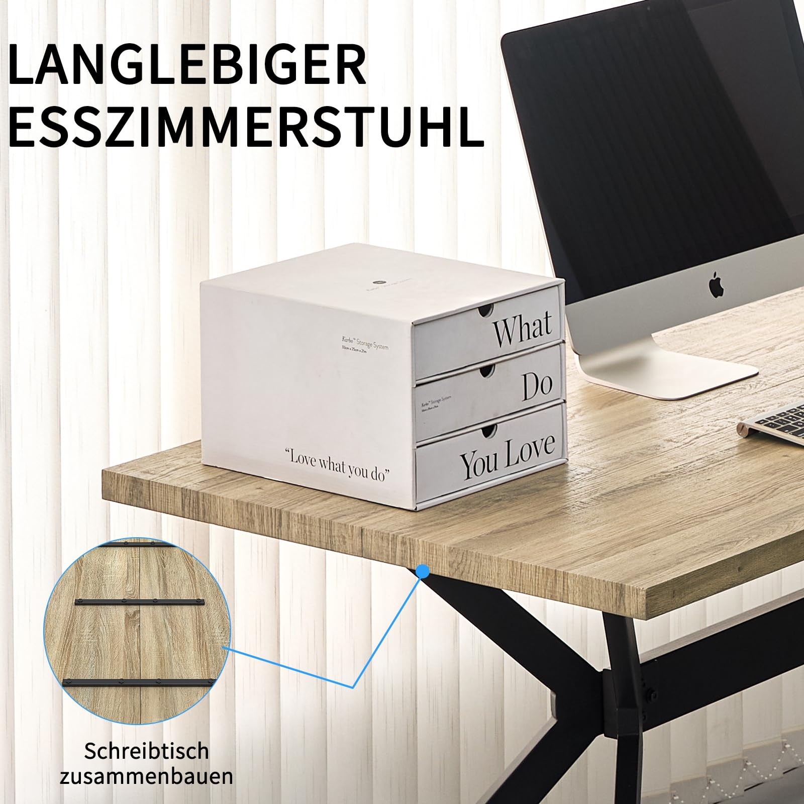 Esstisch-Set mit 4 grünen Esszimmerstühlen, rechteckiger Tisch in Heller Holzfarbe 140 x 80 x 76 cm, Esszimmerstühle mit ausgeschnittener Rückenlehne