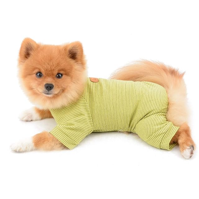 Foto 4 de 8 de PAIDEFUL Pijamas para Perros Pequeños Medianos Gatos Raya de la Moda Mamelucos Calientes Cuatro Patas Monos…