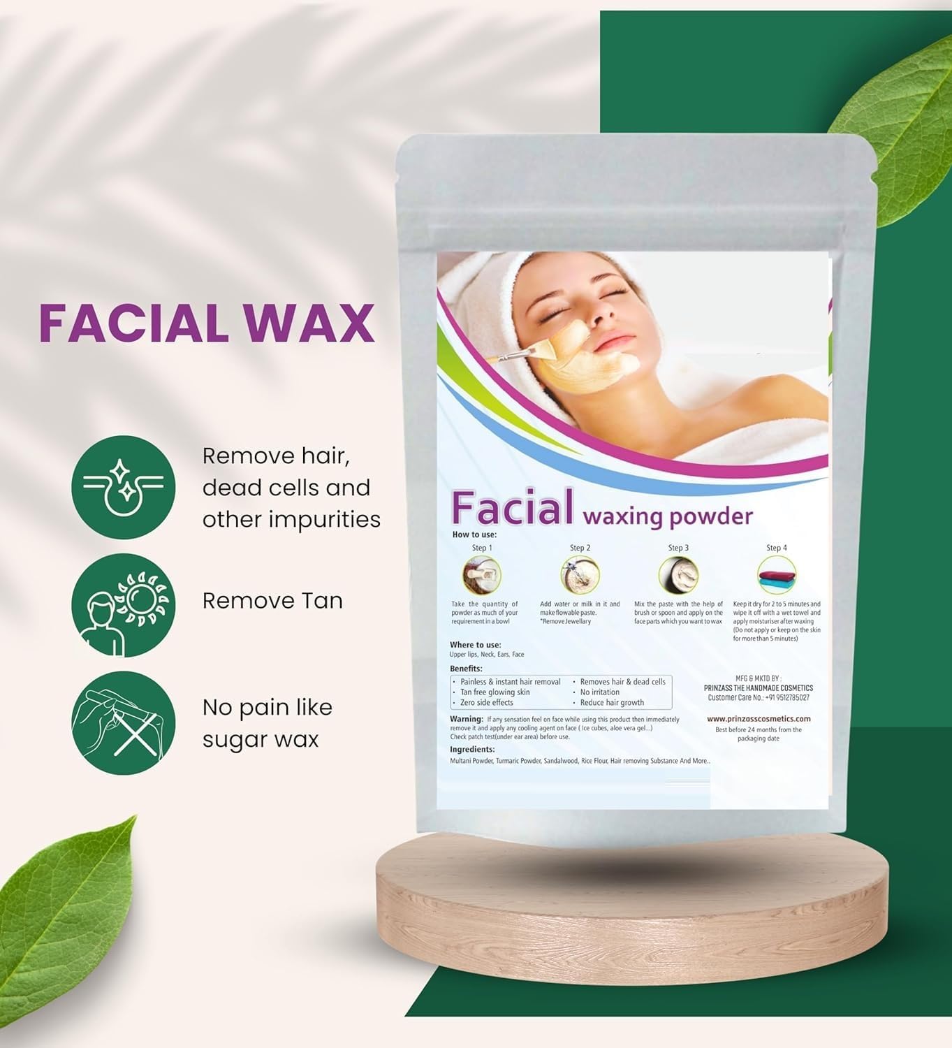Generic Facial Wax Powder | 5-minute Painless Face Hair Removal Waxing Powder | Easy to use at home | Facial hair remover for women