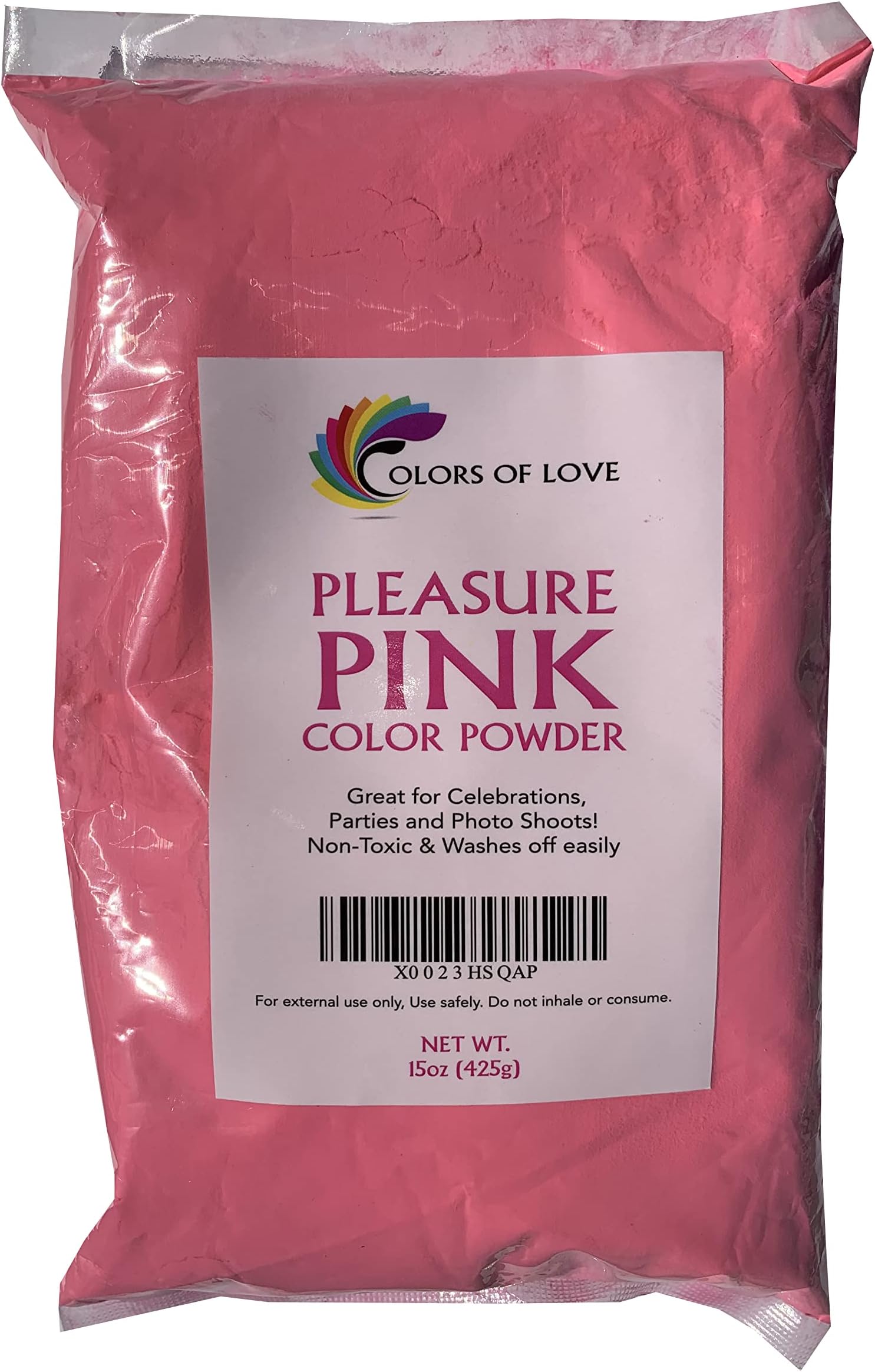 Colors of Love Pink Holi Color Powder - 15 Oz Bag - Ideal for color run events, bath bombs, youth group color wars, Holi events and more!