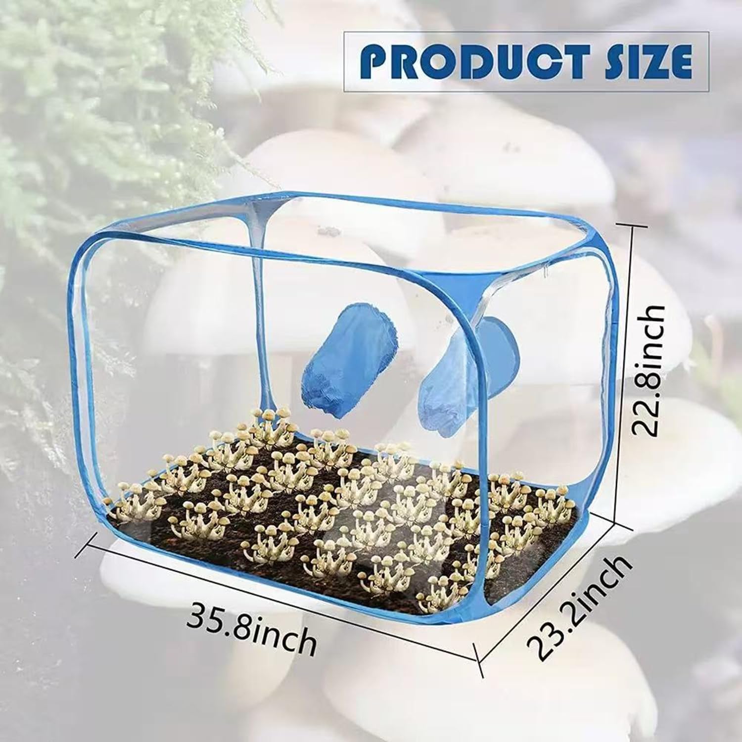 Boîte à air d'allaitement pour culture de champignons, 60 x 60 x 90 cm, boîte à air d'allaitement mycologique, sac de culture de champignons portable pliable pour la culture de champignons, tente de