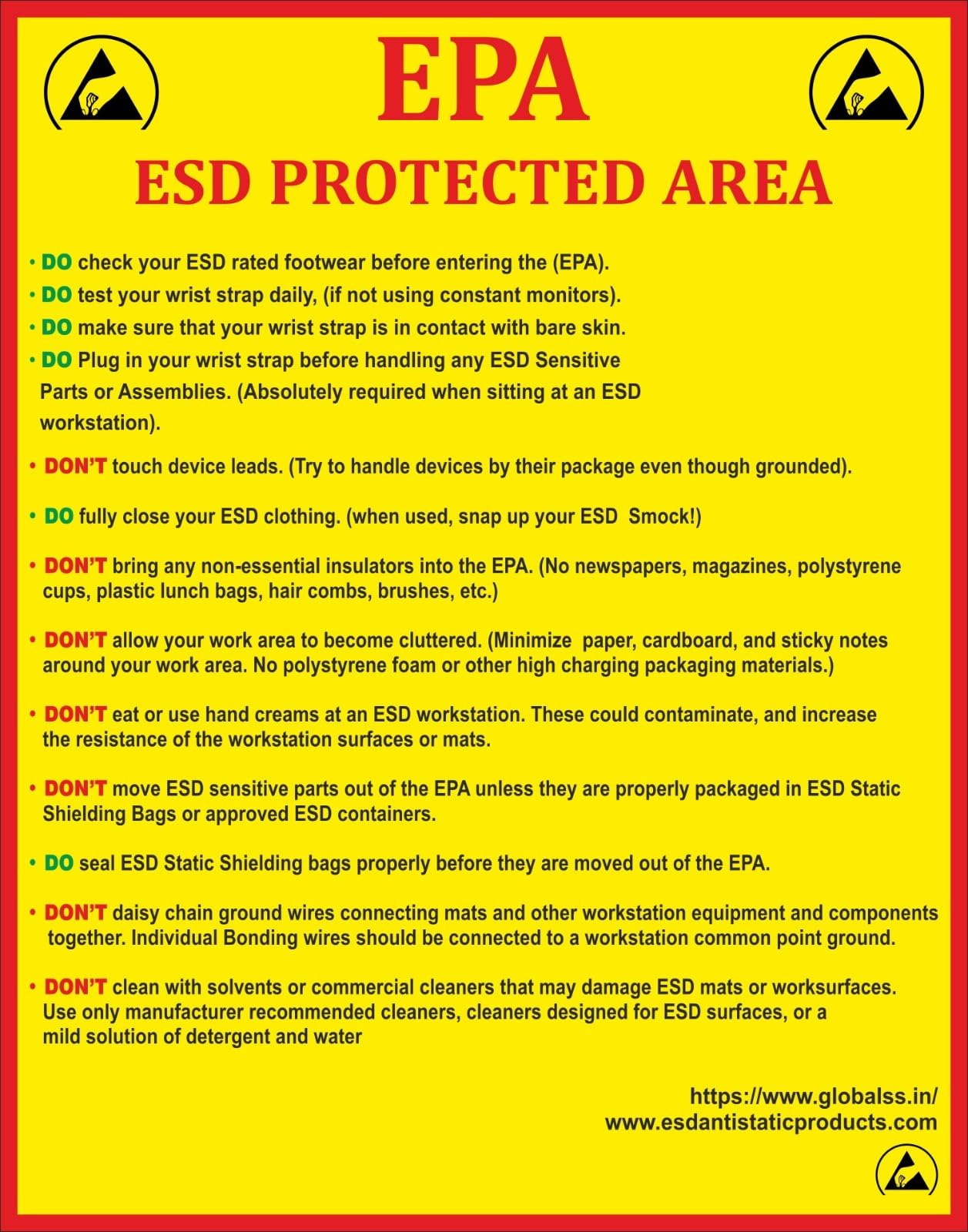 GLOBAL STATCLEAN SYSTEMS ESD AWARENESS POSTER BOARD 5 MM (28X35cm) (B0CY5792MW) Amazon Price History, Amazon Price Tracker