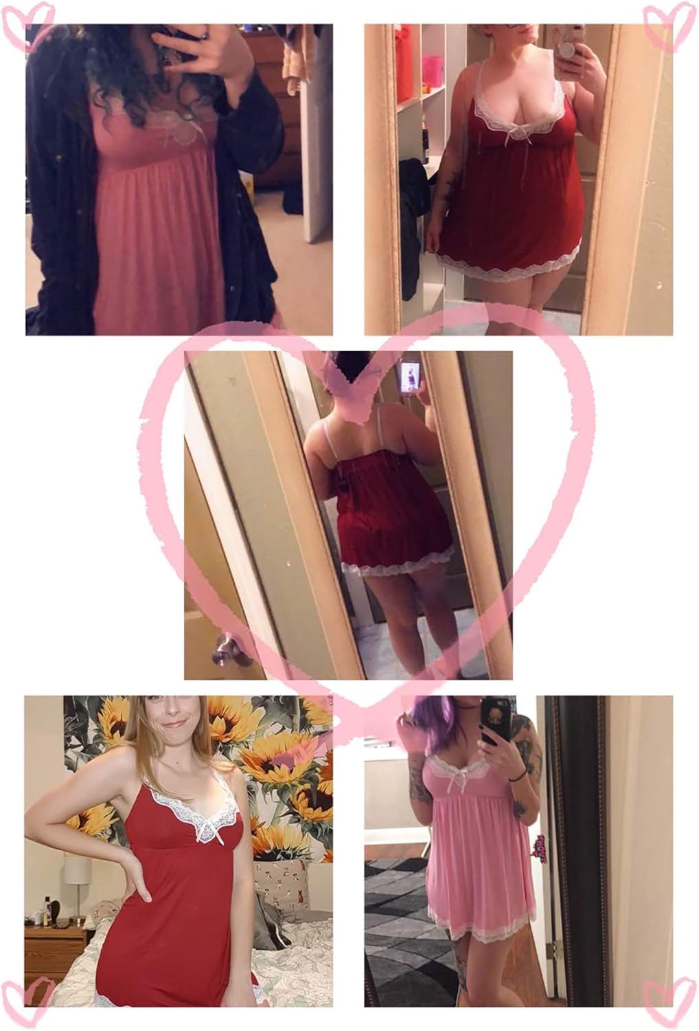 Avidlove Women Sexy Sleepwear Lace Chemise Nightgown Full Slip Babydoll Sleepwear - Image 6