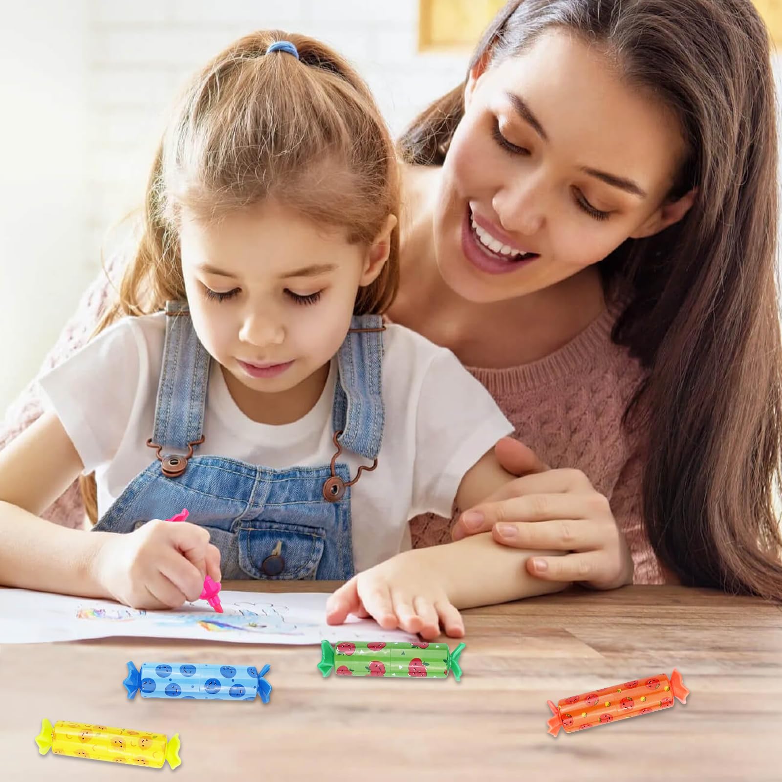 Set 24 Evidenziatori Pastello - Mini Evidenziatori A Forma Di Caramella Per Bambini - Foto 2