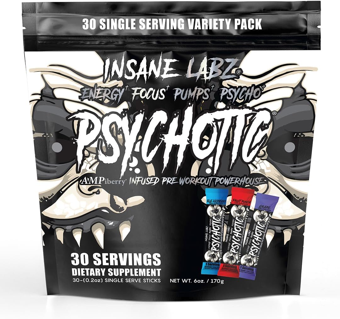 Insane Labz Psychotic Black Edition Mid Stimulant Pre Workout Powder, …