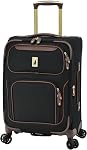 London Fog Nottingham 20 Inch Expandable Spinner Carry on Softside Suitcase, Black Chestnut, 14 inches x 10 inches x 19.5 inches, London Fog Nottingham 20 Inch Carry on Expandable Spinner, Black