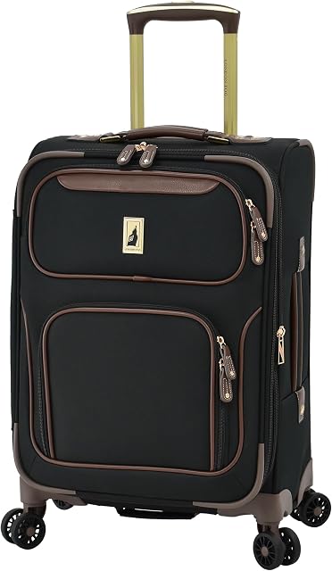 London Fog Nottingham 20 Inch Expandable Spinner Carry on Softside Suitcase, Black Chestnut, 14 inches x 10 inches x 19.5 inches, London Fog Nottingham 20 Inch Carry on Expandable Spinner, Black