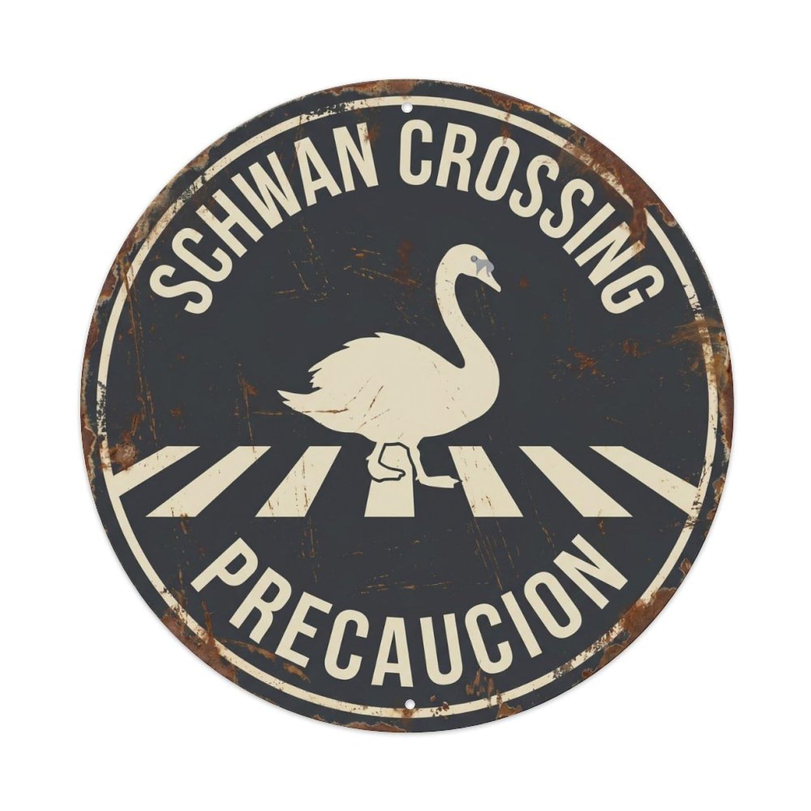 Metal Tin Sign Schwan Crossing Precaucion Shabby