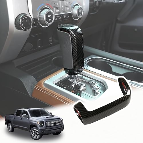 LLKUANG Cubierta de la cabeza de la palanca de cambios de la consola central para Toyota Tundra 2014-2021 Accesorios de coche (patrón de fibra de