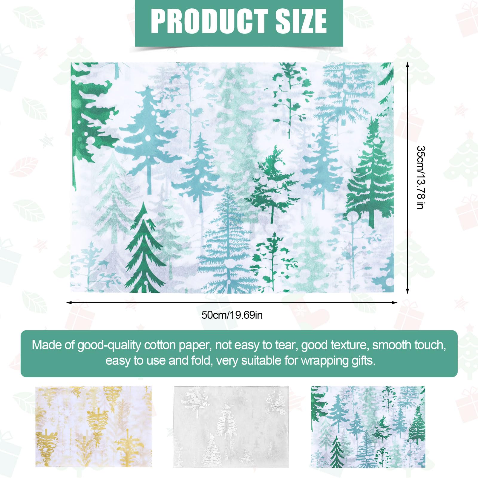 30st Seidenpapier Winter, 50x35cm Pinie Tannenbaum Seidenpapier für Geschenktüten Geschenkpapier aus Seidenpapier zum Verpacken von Weihnachten Hochzeiten Geburtstagen Partys Basteln Kunst